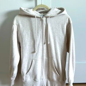 🤍 TNA Cozy Fleece Boyfriend Zip Hoodie in Heathered Birch 🤍